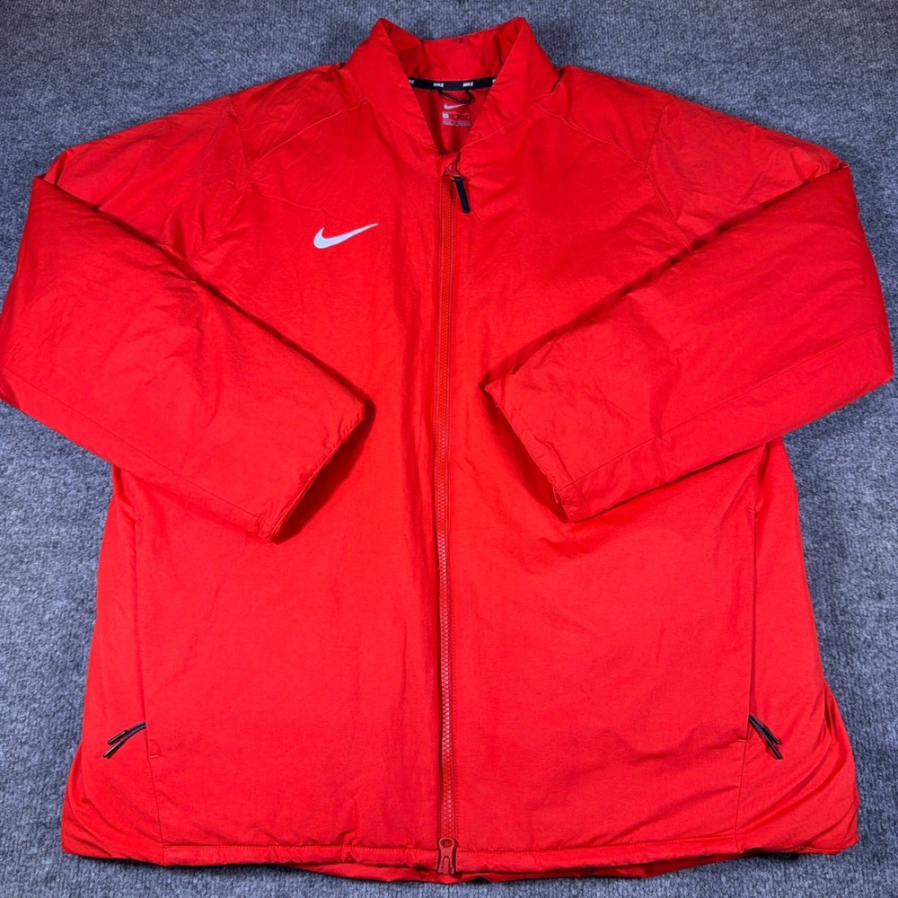 Nike Mens Down Fill Training Jacket Red Full Zip Puffer Coat Large 928912-657
